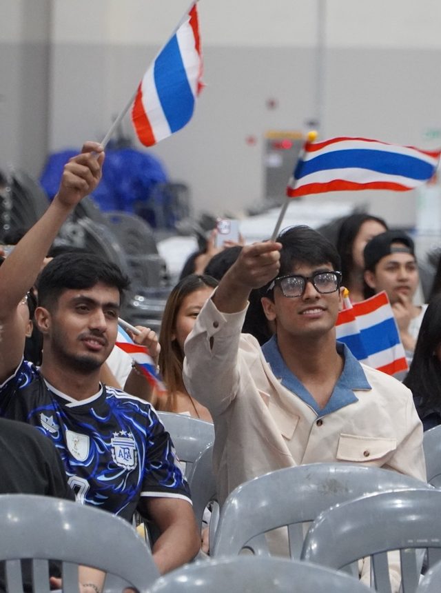 Audience waving flags at Asian Festa